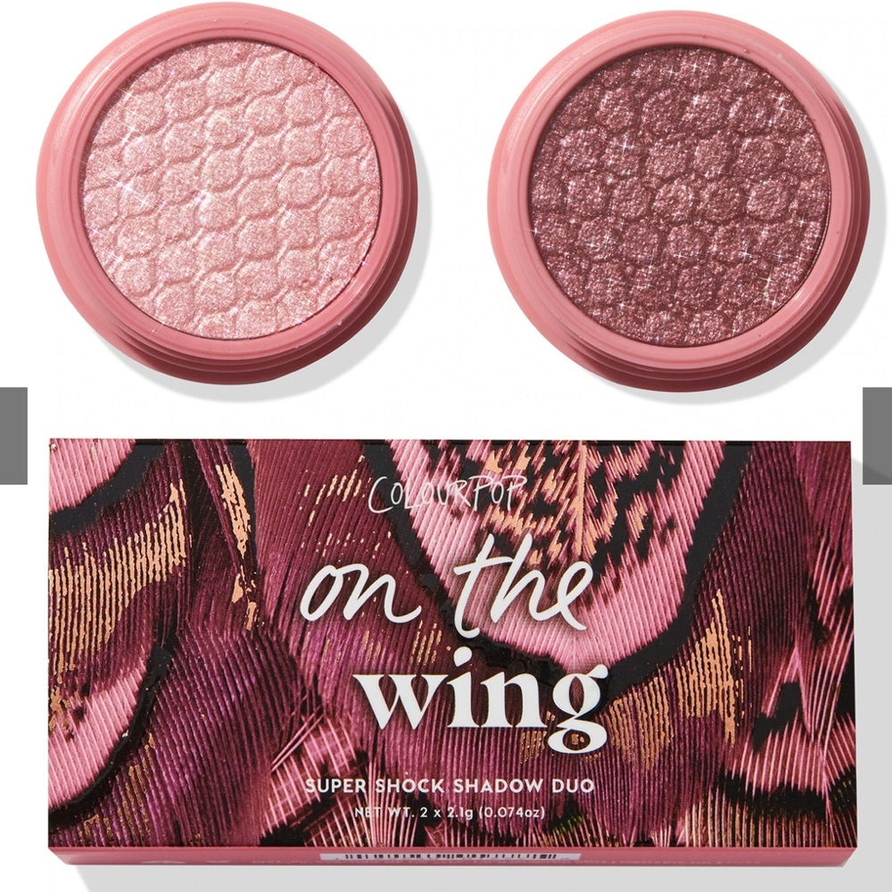 ColourPop On the Wing Super Shock Shadow Duo NIB bubbly and plume